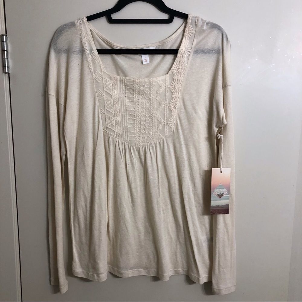 Nwt- Sun & Shadow Ivory Lace Lightweight Top